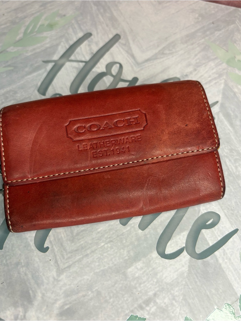 Coach Leatherware Est. 1941 Red Leather Wallet with Keychain
